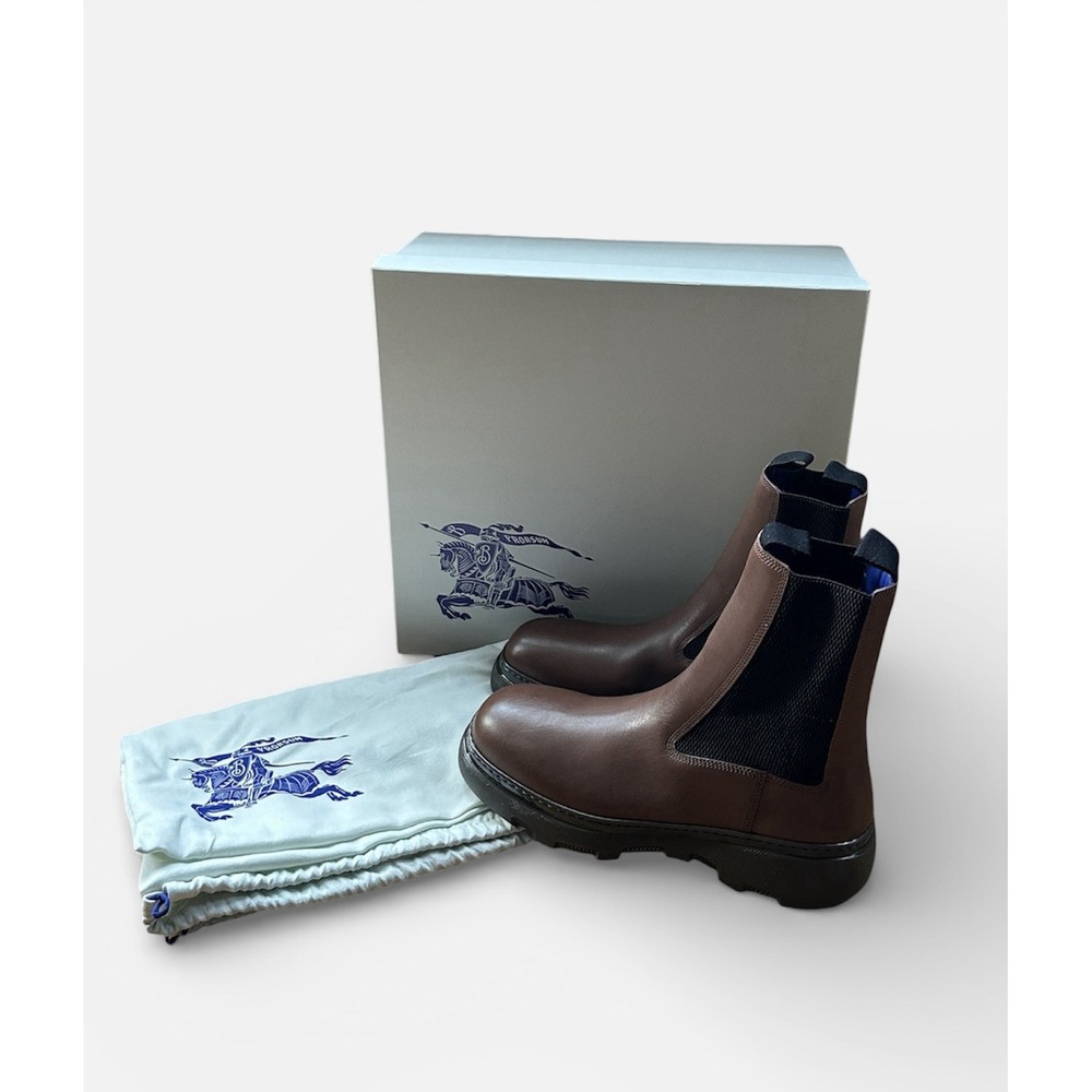 Burberry Creeper Chelsea‎ Boots Walnut 40.5 EU / 7.5 US Men's Leather MSRP $1290